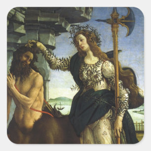 Pallas (Minerva) en Centaur door Sandro Botticelli Vierkante Sticker