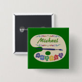 Pallet Name Badge van kunstenaar Vierkante Button 5,1 Cm (Voorkant /achterkant)