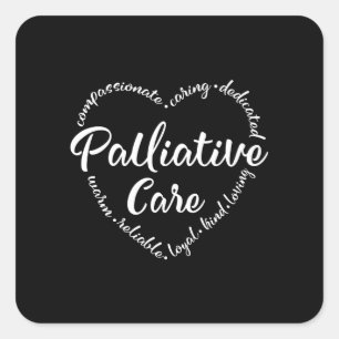 Palliatieve zorg, gehoorapparaat, ziekenhuiswerker vierkante sticker