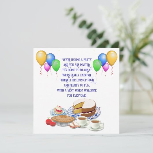 Palloons texte personnalisés et invitation aliment (Debout devant)