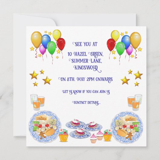 Palloons texte personnalisés et invitation aliment (Dos)