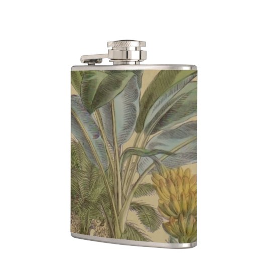 Palm Antiek tropische vruchten botanische kunst Heupfles (Links)