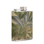 Palm Antiek tropische vruchten botanische kunst Heupfles (Rechts)