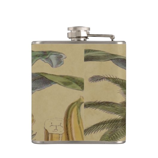 Palm Antiek tropische vruchten botanische kunst Heupfles (Achterkant)