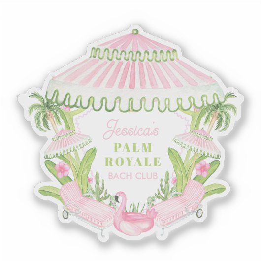 Palm Beach Cabana Bach Club | Bachelorette  Sticker (Voorkant)