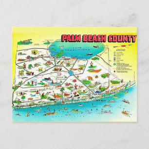 Palm Beach County Kaart Ansichtkaart