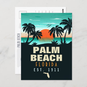 Palm Beach Florida Retro Sunset Souvenirs 60s Briefkaart