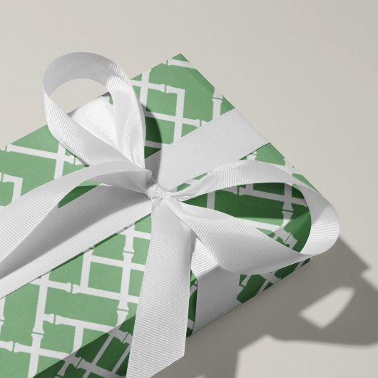 Palm Beach Green Geometric Bamboo Lattice Patroon Cadeaupapier