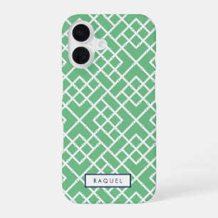 Palm Beach groen geometrisch bamboe patroon iPhone 16 Hoesje