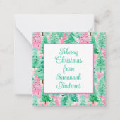 Palm Beach Kerst Roze & Groene Bomen Enclosure Notitiekaartje (Voorkant)