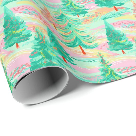 Palm Beach Kerst Waterverf Bomen Cadeaupapier (Rol Hoek)