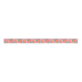 Palm Beach Kerst Waterverf Roze en Sinaasappels Grosgrain Lint (Voorkant)
