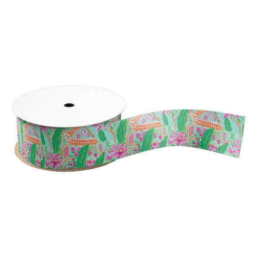 Palm Beach Kerst Waterverf Roze Gingerbread Grosgrain Lint (Spoel)