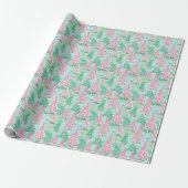 Palm Beach Kerst Waterverf Roze & Groene Bomen Cadeaupapier (Uitgerold)