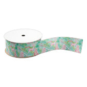 Palm Beach Kerst Waterverf Roze & Groene Herten Grosgrain Lint (Spoel)