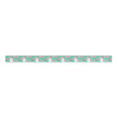 Palm Beach Kerst Waterverf Roze & Groene Kerstman Grosgrain Lint (Voorkant)