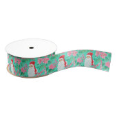 Palm Beach Kerst Waterverf Roze & Groene Kerstman Grosgrain Lint (Spoel)