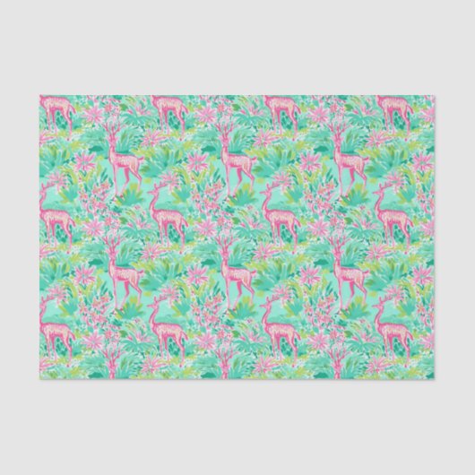 Palm Beach Kerst Waterverf Roze rendier Tissuepapier (Voorkant)