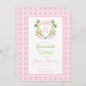 Palm Beach Monogram Crest Bachelorette Weekend Kaart (Voorkant / Achterkant)