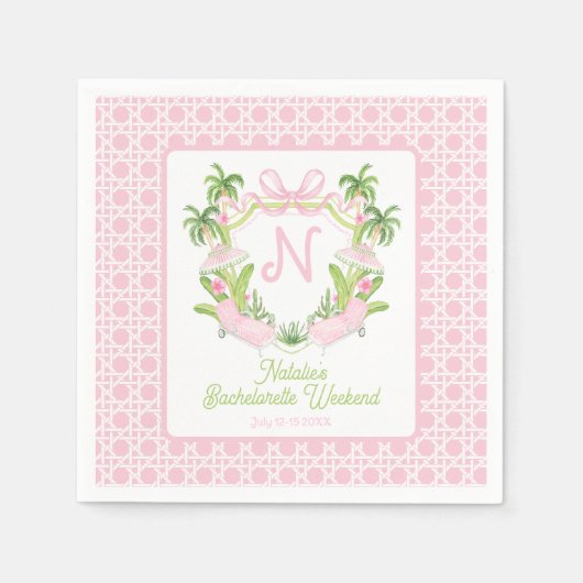 Palm Beach Monogram Crest Bachelorette Weekend Servet (Voorkant)