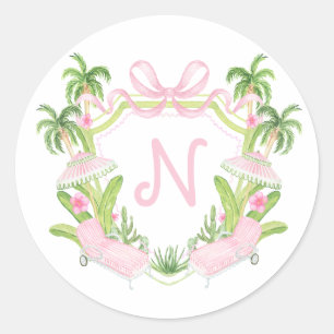 Palm Beach Monogram Crest Ronde Sticker