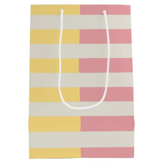 Palm Beach Pastel Stripe Tropical Birthday Medium Cadeauzakje (Achterkant)