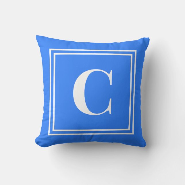 Palm Beach Preppy Coussin décoratif Monogramme Ble (Recto)