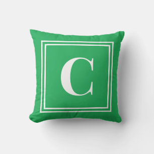 Palm Beach Preppy Coussin jeté à monogramme vert