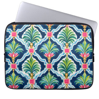 Palm Beach Preppy Laptophoesje - Navy Roze Groen Laptop Sleeve