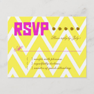 PALM BEACH RSVP Yellow Chevron Linen Paper Kaartje