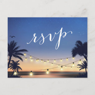 Palm Beach String Lights Summer Sunset RSVP Antwoo Uitnodiging Briefkaart