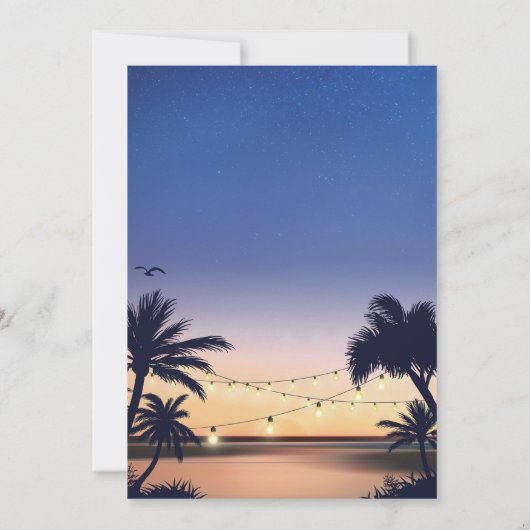 Palm Beach Sunset String Lights Graduparty Kaart (Achterkant)