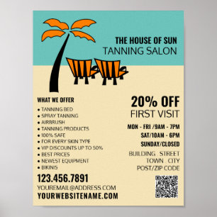 Palm Beach, Tanning Salon Adverteren Poster
