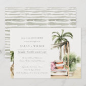 Palm Beach Tropical Cabana Couples Shower Invite Bedankkaart (Voorkant / Achterkant)