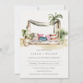 Palm Beach Tropical Palm Cabana Mariage Invitation (Devant)