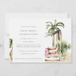 Palm Beach Tropical Palm Cabana Mariage Invitation