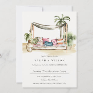 Palm Beach Tropical Palm Cabana Wedding Invite Bedankkaart