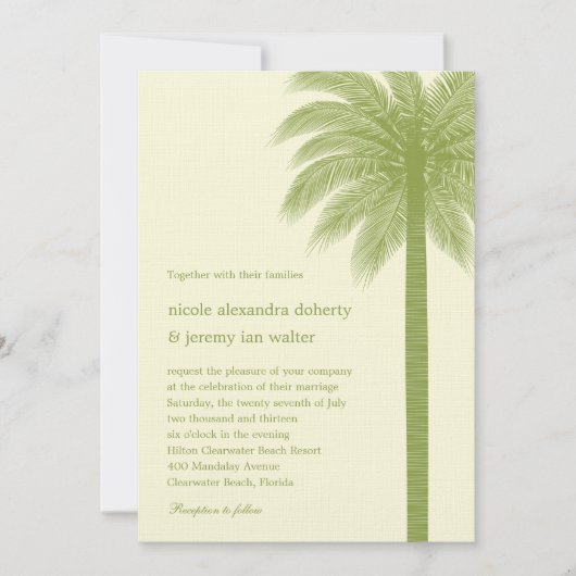Palm Beach Wedding Invitations - Green Kaart (Voorkant)