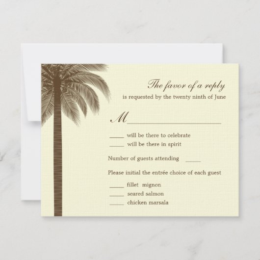 Palm Beach Wedding RSVP/Response-kaarten - bruin RSVP Kaartje (Voorkant)
