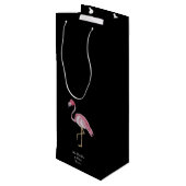 Palm Black Pink Flamingo Flamingos Wine Bag Wijn Cadeautas (Achterkant Gekanteld)