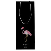 Palm Black Pink Flamingo Flamingos Wine Bag Wijn Cadeautas (Achterkant)