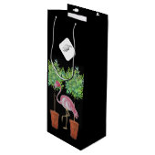 Palm Black Pink Flamingo Flamingos Wine Bag Wijn Cadeautas (Voorkant Gekanteld)