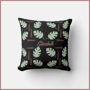  Palm & Branch Sage Groen & Stoffig Roos Roze Kussen