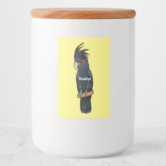 Palm cockatoo bird cartoon illustration voedselcontainer etiket (Voorkant)