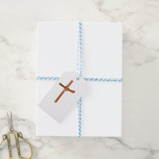 Palm Cross Elegant, minimalistisch Gouden Christel Cadeaulabel (Met Touw)