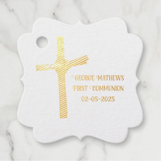 Palm Cross gepersonaliseerde communie, doop Bedankjes Labels (Voorkant)