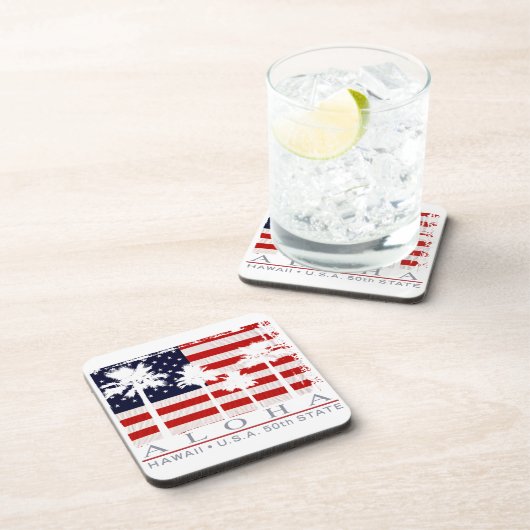 Palm Drapeau Hawaii Aloha Dessous de verre patriot (Côté Droit)