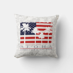 Palm Drapeau Hawaii Aloha Patriotique Coussin déco