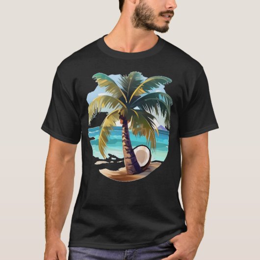 Palm en kokosnoot t-shirt (Voorkant)