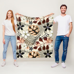 Palm en monstera-bladeren, tropisch fleece deken